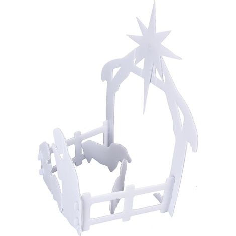 44 x 27 x 5 cm Weihnachtskrippe aus weißem PP-Hohlfaserplattenmaterial für den Außenbereich, geeignet für Rasen, Garten und Hof (1/5)