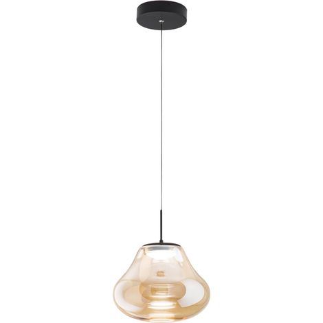 Suspension Deva Ø250 Mm Ambre, Led 14 W 1510 Lm, Intensité Variable, Structure En Métal Et Verre Borosilicate - Deva (1/3)