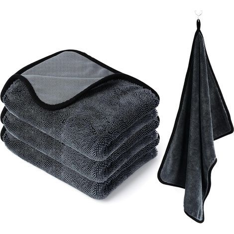 Lot de 3 serviettes de douche à séchage rapide (40 x 60 cm), en microfibre ultra-absorbante et sans traces. Idéales pour la voiture, la cabine de douche, la salle de bain, la cuisine et la maison. Cou (1/5)