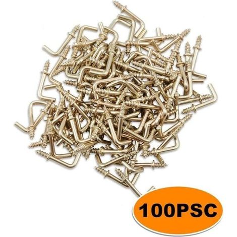 Pack of 100 right-angle screw hooks, square screw hooks and small L-shaped hooks, 1/2 (1/5)