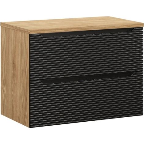 Badezimmer-Set YOKA schwarz: Unterschrank mit Schubladen 80cm + Waschtischplatte