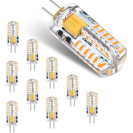 Ampoules LED G4 12V AC/DC 3W Pas de Scintillement à Économie D'énergie Lampe(Équivalent à Ampoule Halogène 30W)Blanc Chaud 3000K,G4 LED Lumière,300LM Non Dimmable,Lot de 10 (1/5)