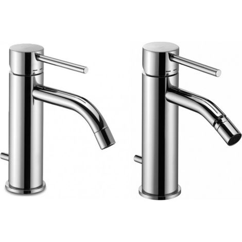 Composizione Light, miscelatori lavabo e bidet in ottone cromo di