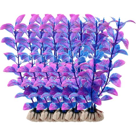 Conjunto de 10 plantas artificiales, decoración para acuarios en PVC y cerámica, para peces de colores y peces tropicales. (1/5)