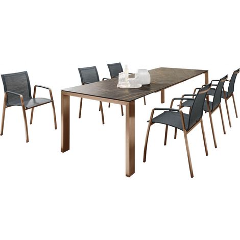 SIT Mobilia 7-tlg Sitzgruppe Olympia Oslo Tinto Edelstahl Kupfer cobre 210/270x95 cm (1/5)