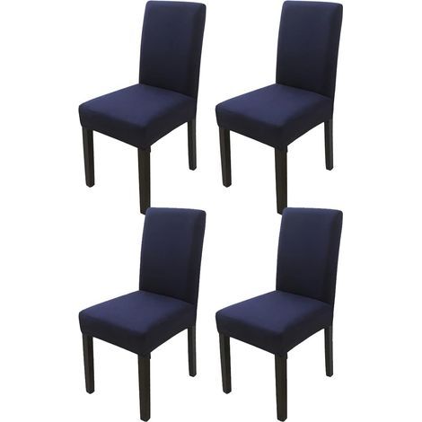 Coprisedia blu navy con schienale alto, 4 pezzi, 38x38x47 cm, moderno, elastico e lavabile, adatto per sale da pranzo e cucine. (1/5)