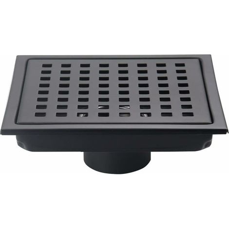 6 Inch Square Shower Floor Drain, Matte Black, Grate with Removable Cover, SUS304 Stainless Steel (1/4)