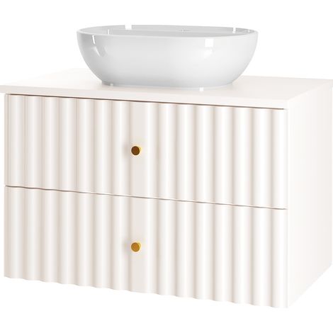 Waschtischunterschrank 80 cm breit inkl. Waschbecken in weiß matt AQUINO-140 (1/5)