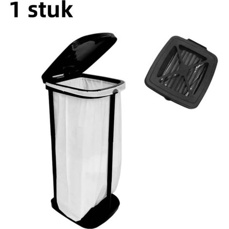 pièce - Poubelle - Pour le camping en extérieur - Grande capacité - Pliable - Hauteur réglable - Poubelle avec insert - Noir (1/5)