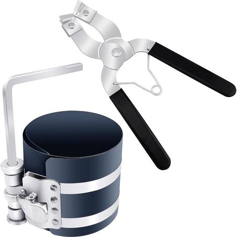 Outil d'enlèvement de l'installateur du compresseur à anneau de piston pour moteur de voiture avec pince d'installateur de piston, tailles réglables de 2,08" à 6,89" (53mm-175mm) (1/5)