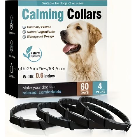 Juego de 4 collares de feromonas para perros, collar calmante de feromonas para perros, collar de feromonas, collar calmante ajustable para perros (1/5)