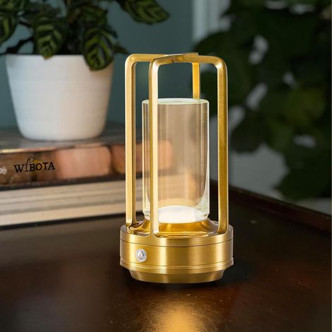 Lampe de table LED portable sans fil en cristal - Grande capacité de 4000 mAh, rechargeable, pour l'extérieur, idéale pour une table de jardin ou une terrasse. Lanterne d'extérieur rechargeable. (1/4)