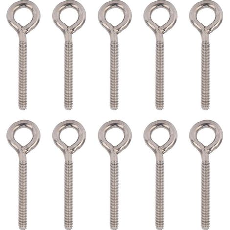 Manille de levage [Lifting Eye Bolts] - 10 pièces en acier inoxydable 304 argenté M6x73 (1/5)