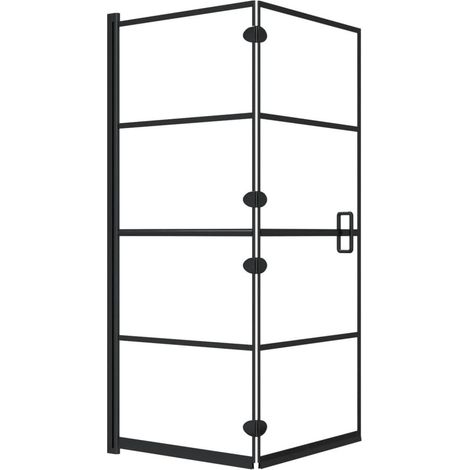 Cabina de ducha plegable mampara de bañera mampara de ducha cabina de bañera baño interior del hogar ESG 120 x 140 cm negro 020002018