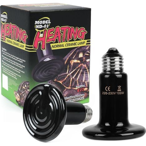 2PCS Ampoule Chauffante Céramique E27 100W Infrarouge Noire Pour Reptiles Tortue Lézard (1/5)