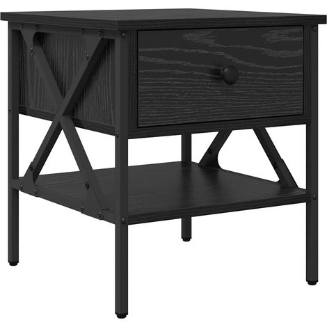 vidaXL Comodino con cassetto Rovere nero 40 x 42 x 45 cm (1/5)