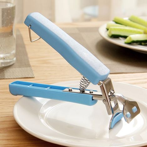 Lève plateau inox anti-chaleur clip anti-dérapant bleu monobloc (1/2)