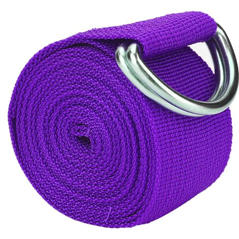 Ceinture élastique réglable avec anneau en D pour salle de sport, ceinture de maintien des jambes, fitness, yoga (violette) (1/5)
