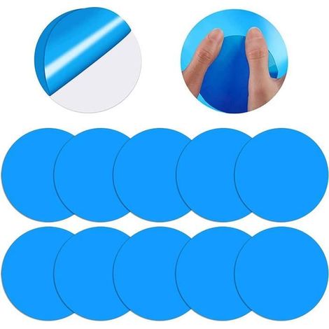 Rustines pour Piscine - Kit de Réparation Auto-adhésif - Blanc - 10 pièces - 2,95 pouces de diamètre - PVC (1/4)