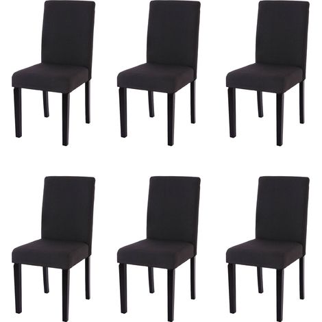 Set 6x sedie Littau tessuto soggiorno cucina sala da pranzo 43x56x90cm nero piedi scuri