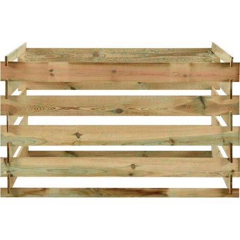 Composteur de jardin à lattes 120x120x70cm Bois de pin imprégné