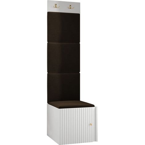 Meuble d'entrée Hartford 386, Blanc, 186x42x46cm, Tissu, MDF, Stratifié, À poser, Murale