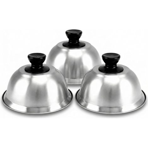 Lot de 3 Cloche Cuisson Burger, Cloche Alimentaire INOX, 16 x 10 cm, pour Burger, Steak (1/5)