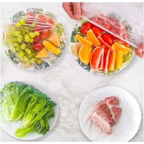 Sacs De Conservation - Pe Réutilisable Alimentaire - Transparent Élastique - Pour Récipients Cuisine Réfrigérateur - 100 Pièces (1/4)