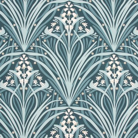 Ugepa Navy White Bluebell Floral Wallpaper Textured Modern Paste The Wall Vinyl (1/4)