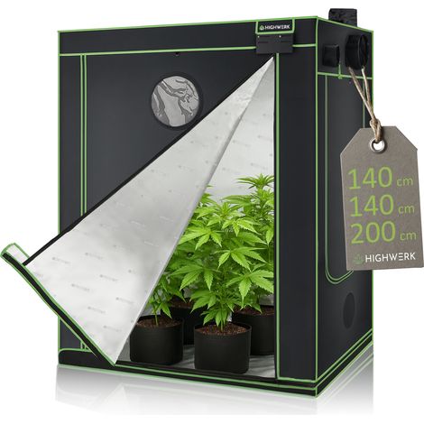 HIGHWERK Tente de culture 140 x 140 x 200 cm  Tente de culture intérieure pour plantes  noir vert
