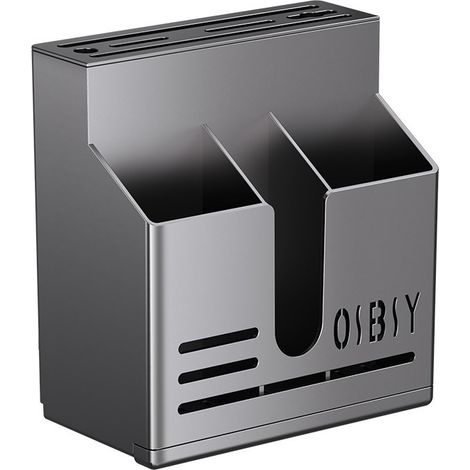 Lot de 2 supports combinés couteaux et baguettes noir nouvelle version 2026, pose sur plan ou fixation murale (1/4)