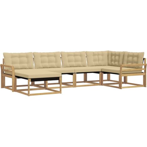 Conjunto de sofás de exterior 6 uds. y Beige vidaXL (1/5)