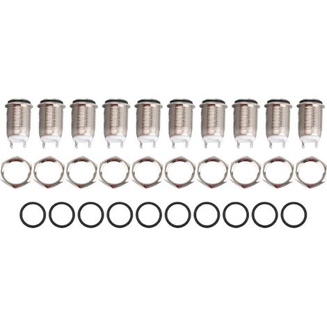 Lot de 10 mini-interrupteurs à bouton-poussoir étanches 2 broches en métal 12 mm 2 A 250 V (1/5)