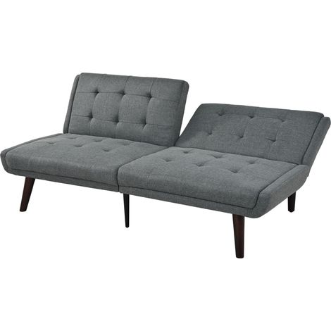 ELVMI Divano Letto Futon 2 Posti con Schienale Regolabile a 5 Posizioni, Design Salvaspazio, in Lino Grigio 146 cm (1/5)