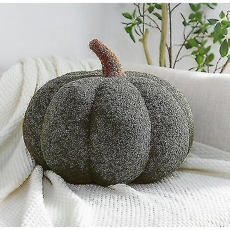 Dekoratives Plüschkürbiskissen, Halloween-Kürbis-Plüschtier, 3D-Kürbiskissen für die Heimdekoration – 28 cm – Dunkelgrün (1/5)