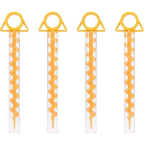 Piquets de tente spirales Ulisem, piquets de tente sardine, piquets de tente spirales en plastique robuste de 30 cm pour tentes, trampolines, animaux avec tube, lot de 4 (1/4)