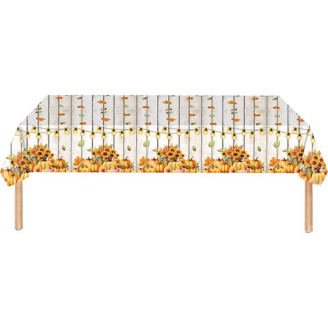 Nappe De Table Jetable En Polyéthylène - Idéale Pour Fêtes Familiales Ou Événements Extérieurs - Dimensions 140 X 200 Cm - Blanc Avec Motifs Automnaux - Lot De 1 (1/4)