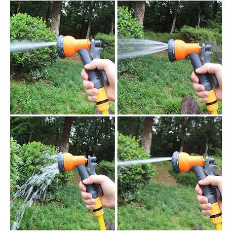 Garden Hose Nozzle for Watering Use Durable 8 Pattern Sprayer Rubber Grip (1/5)