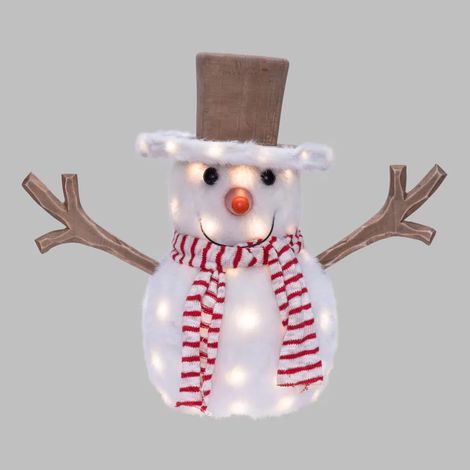 Bonhomme de Neige Lumineux 70 MicroLed Blanc Chaud & Froid H40cm 9 Jeux Bois - Lotti SnowPazzo (1/5)