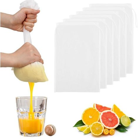 Lot de 6 sacs filtrants réutilisables - Adaptés aux boissons maison - 30 x 20 cm (1/5)
