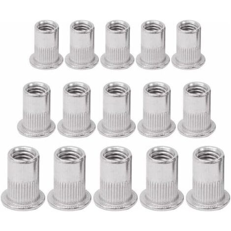 BARKBUSTERS Vente chaude-Rivet Fileté 90 Pièces Rivet Rivet Fileté Rivet Nut Flat Head Threaded Rivet Nuts Écrou de Rivet Insers Fileté Ecrou Tête Ecrou, M5 M6 M8--Ternel,de DEBUNS (1/4)