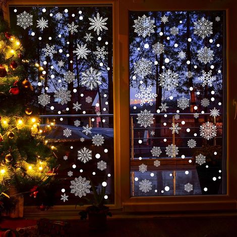 248PCS Stickers Noel Fenetre de Flocon de Neige, Noël Autocollant Fenêtre Statique PVC, Decoration de Noël Hiver pour Fenetre Vitre Intérieur Magasin (1/5)