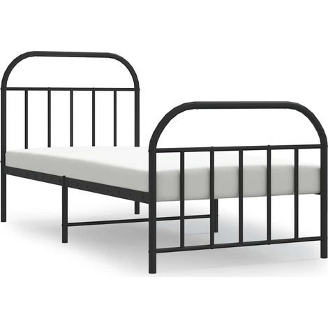 Lit simple,Lit adulte,Cadre de lit métal sans matelas avec pied de lit noir 90x190 cm CFW4036845 (1/5)