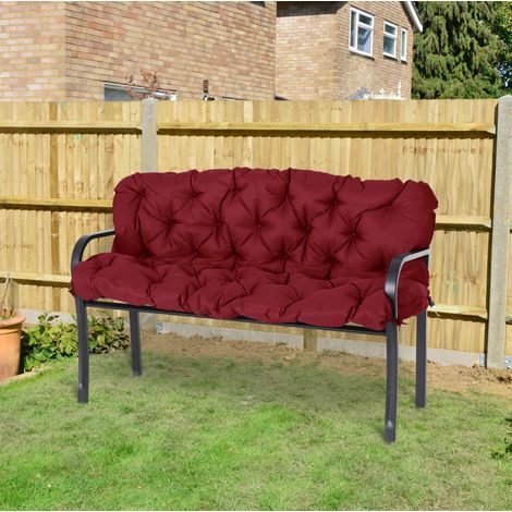 Cojín para banco de 3 plazas, 150 x 49 x 49 cm, con 6 cintas, poliéster, rojo OKMYHOME (1/5)
