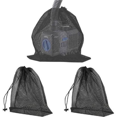 Sac filtre pour pompe d'étang - PZCC - 3 pièces - Maille haute résistance - Cordon de serrage - 40x30 & 45x45 cm (1/5)