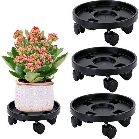 Lot De 3 Porte Plante a roulettes: Support Roulant Plante Rond, 30 Cm, Capacité De 50kg, Robuste, Support De Pot De Fleurs à Roues pour Plantes D'intérieur Et D'extérieur (Noir) (1/5)