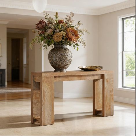 Mesa consola de entrada rústica extra larga 160 x 30 x 85 cm marrón OKMYHOME (1/5)