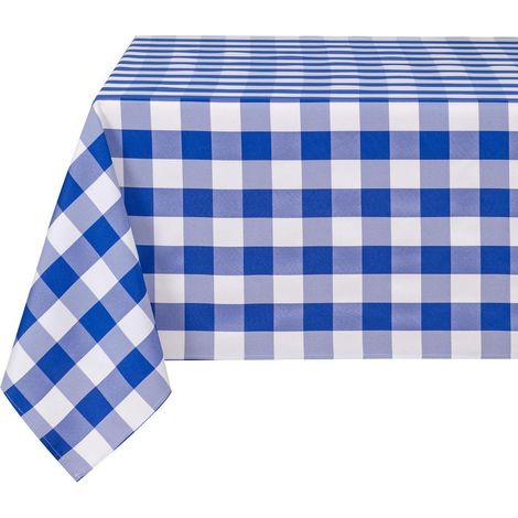 Nappe à carreaux lavable et résistante aux intempéries 90x90 cm Bleu Blanc pour jardin et salle à manger