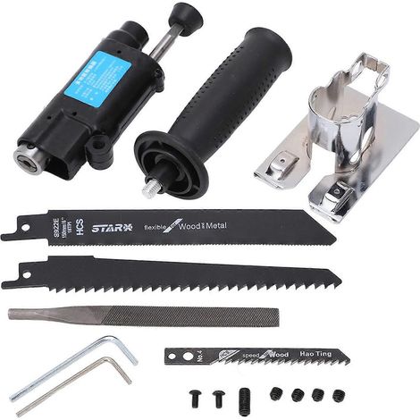 Set mit Aufsteckadapter für Säbelsägen, Bohrmaschinenaufsatz und Schneidwerkzeug für Holz und Metall