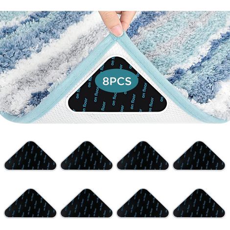 Anti Derapant Tapis,Rug Grippers 8 Pcs Triangulaires Antidérapant pour Tapis,Anti Curling Carpet Grippers Coin,Lavable et Réutilisable Sticker Tapis Antidérapant pour Tous Les Sols Lisses (1/5)